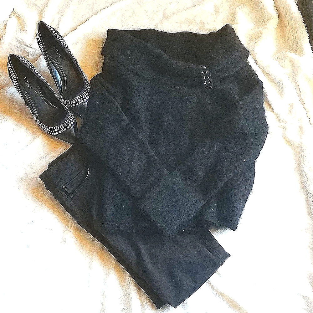 Luxury Vintage Angora Off Shoulder Sweater